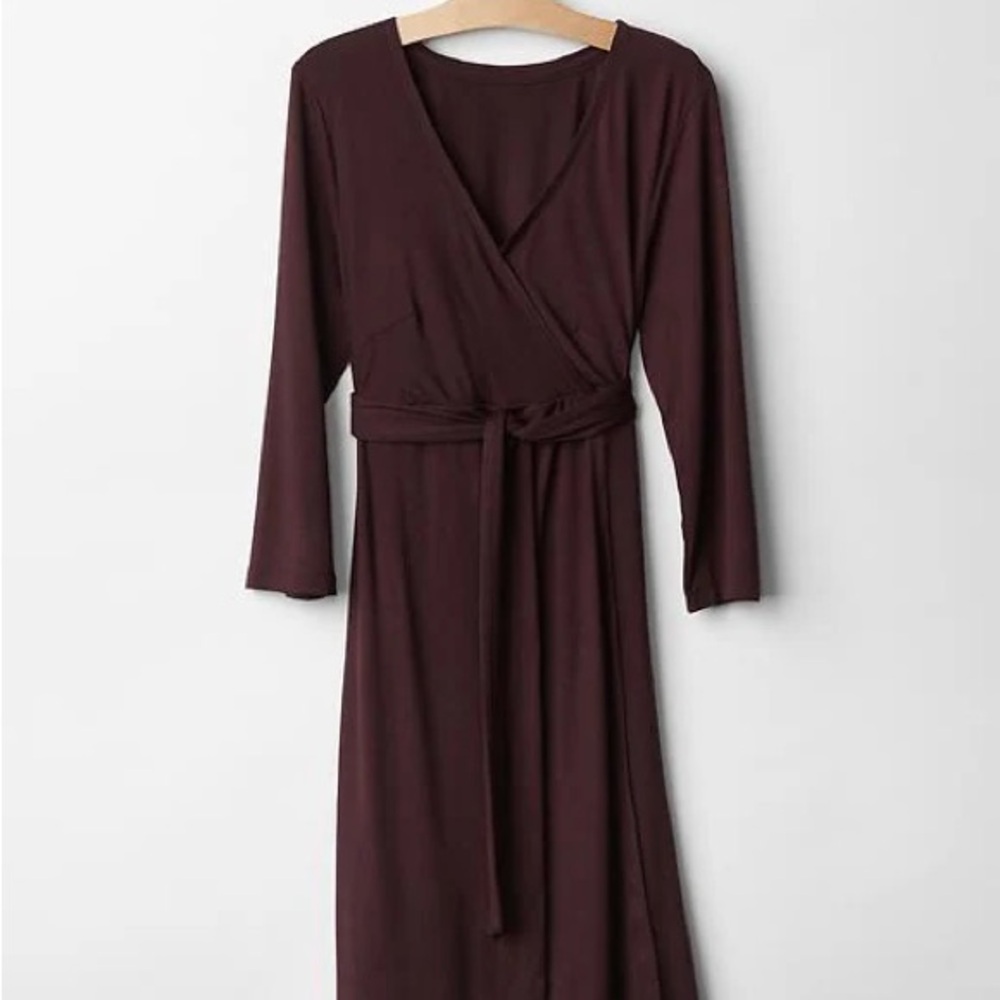 H&M Red Wrap Dress V-Neck Long Sleeve Midi